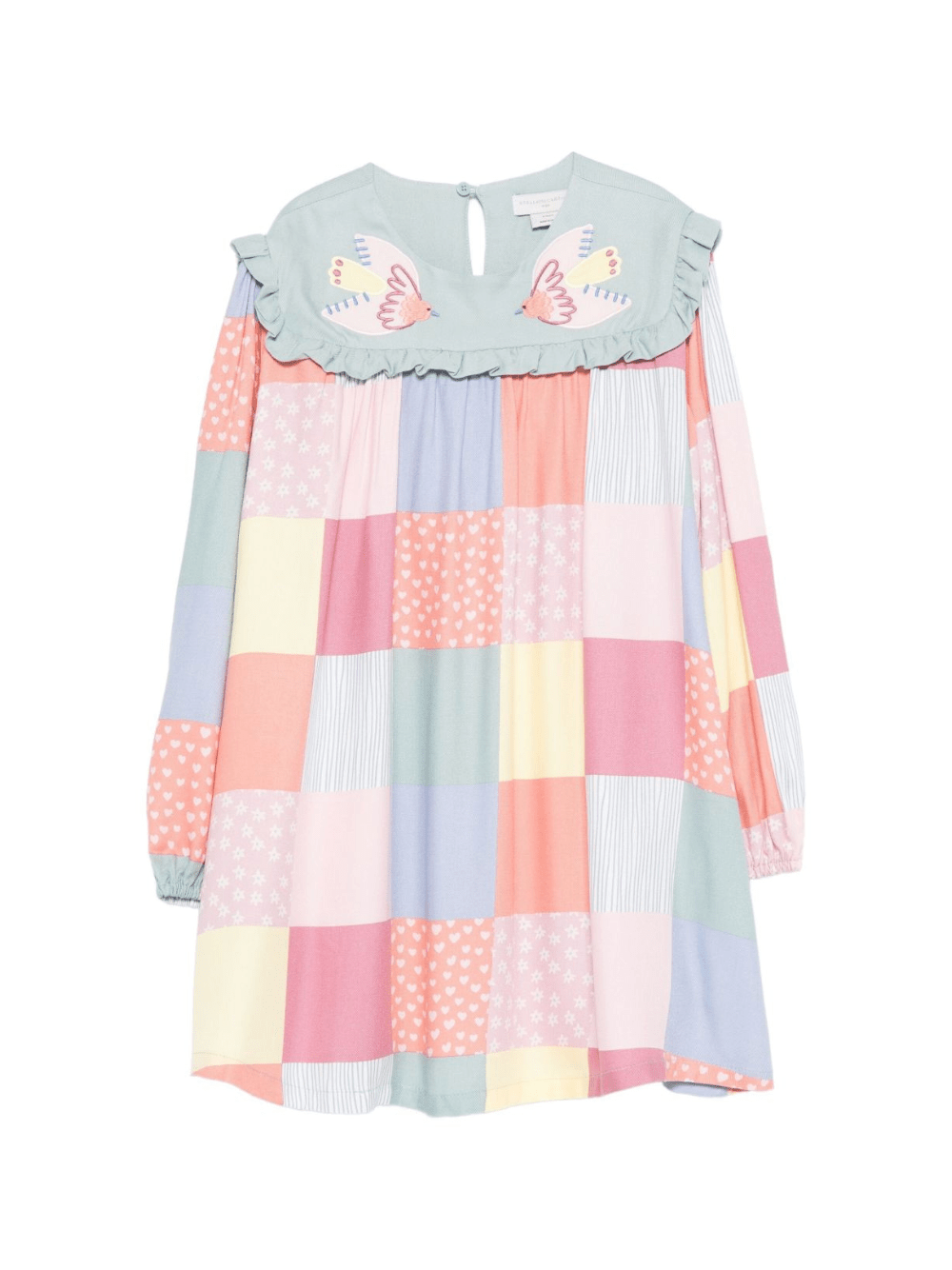 Abito per bambina Stella McCartney Kids multicolor con motivo patchwork e ricamo - Rubino Kids