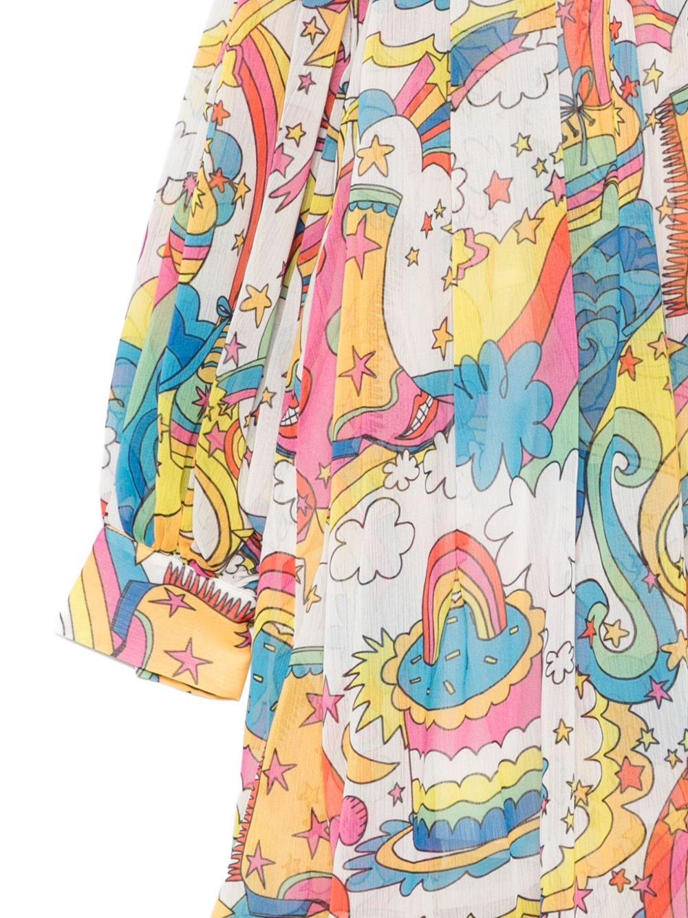 Abito per bambina Stella McCartney Kids multicolor con stampa arcobaleno - Rubino Kids