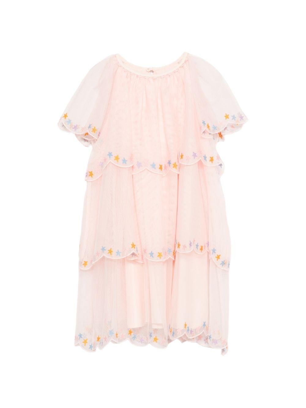 Abito per bambina Stella McCartney Kids rosa con design a strati - Rubino Kids