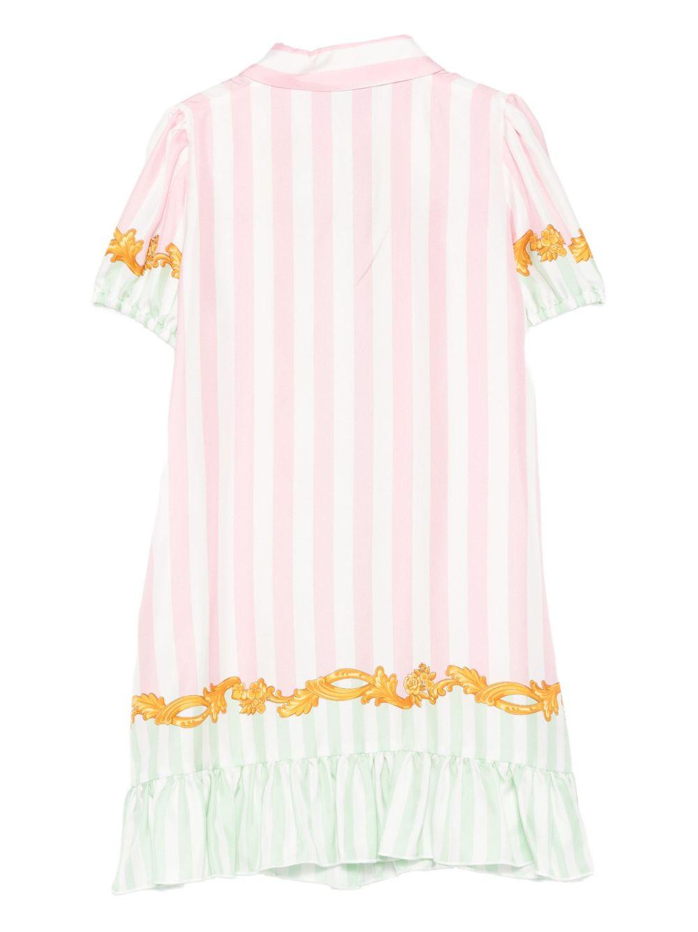 Abito per bambina Versace Kids Barocco rosa gessato - Rubino Kids