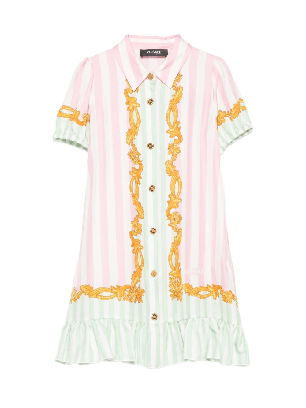 Abito per bambina Versace Kids Barocco rosa gessato - Rubino Kids