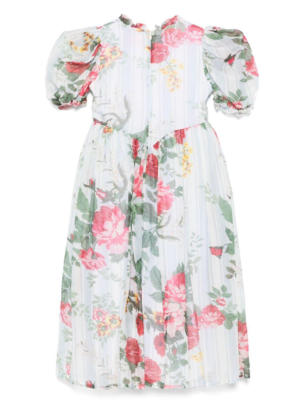 Abito per bambina Vivetta azzurro in cotone e seta con scollo rotondo - Rubino Kids