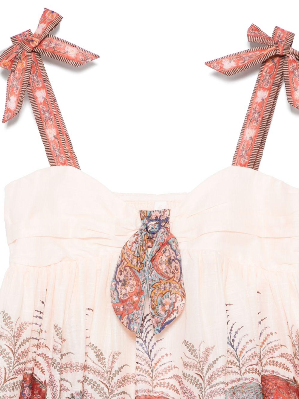 Abito per bambina ZIMMERMANN Kids beige con stampa paisley - Rubino Kids