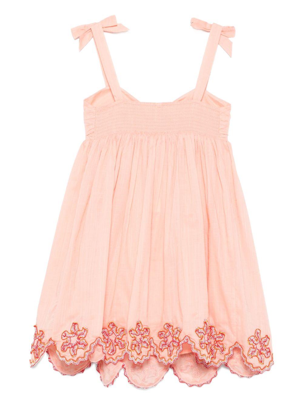 Abito per bambina ZIMMERMANN Kids pesca ricamato con orlo smerlato Cascadian Ric Rac - Rubino Kids