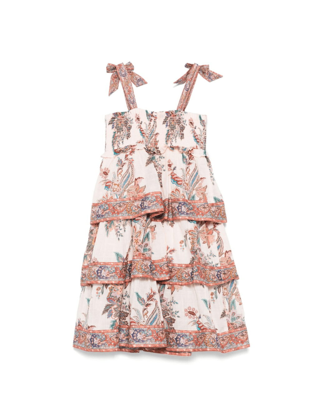 Abito per bambina ZIMMERMANN Kids Rhiannon beige con inserto con punto smock - Rubino Kids