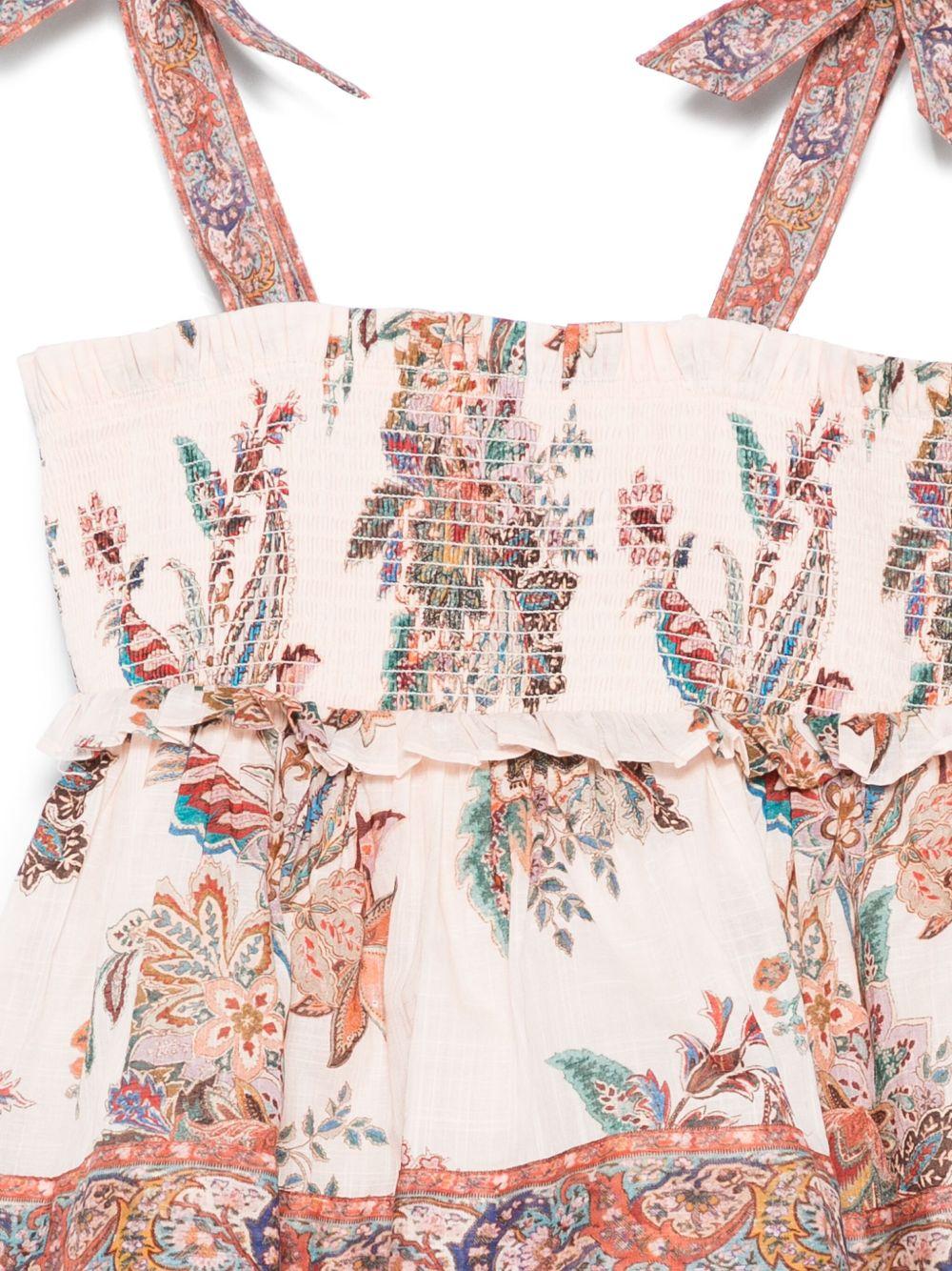 Abito per bambina ZIMMERMANN Kids Rhiannon beige con inserto con punto smock - Rubino Kids