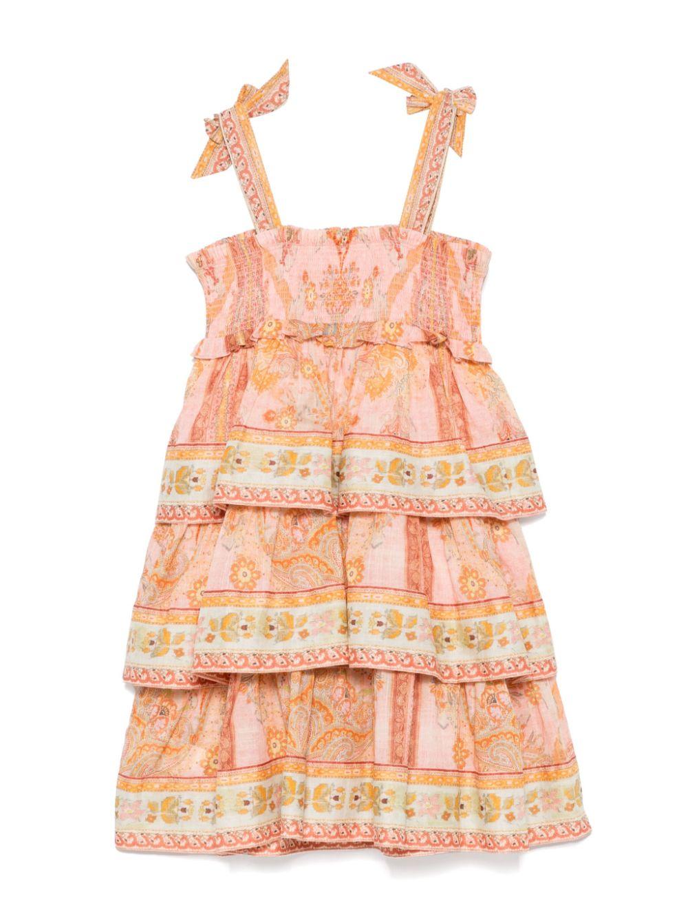 Abito per bambina ZIMMERMANN Kids Wylie multicolore con stampa grafica all - over - Rubino Kids