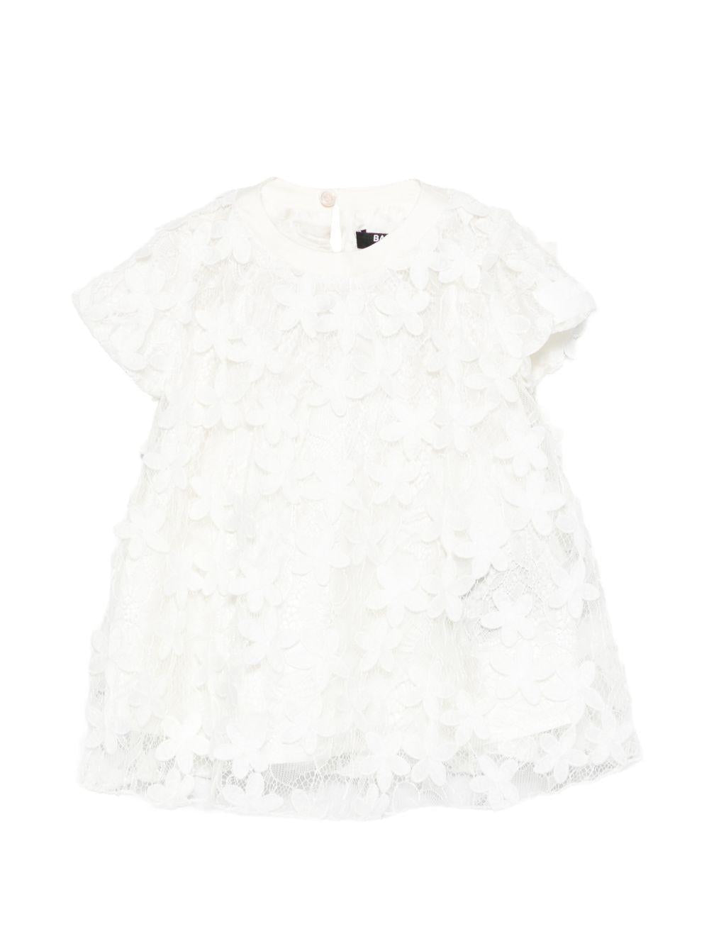 Abito per neonata Balmain Kids bianco a fiori - Rubino Kids