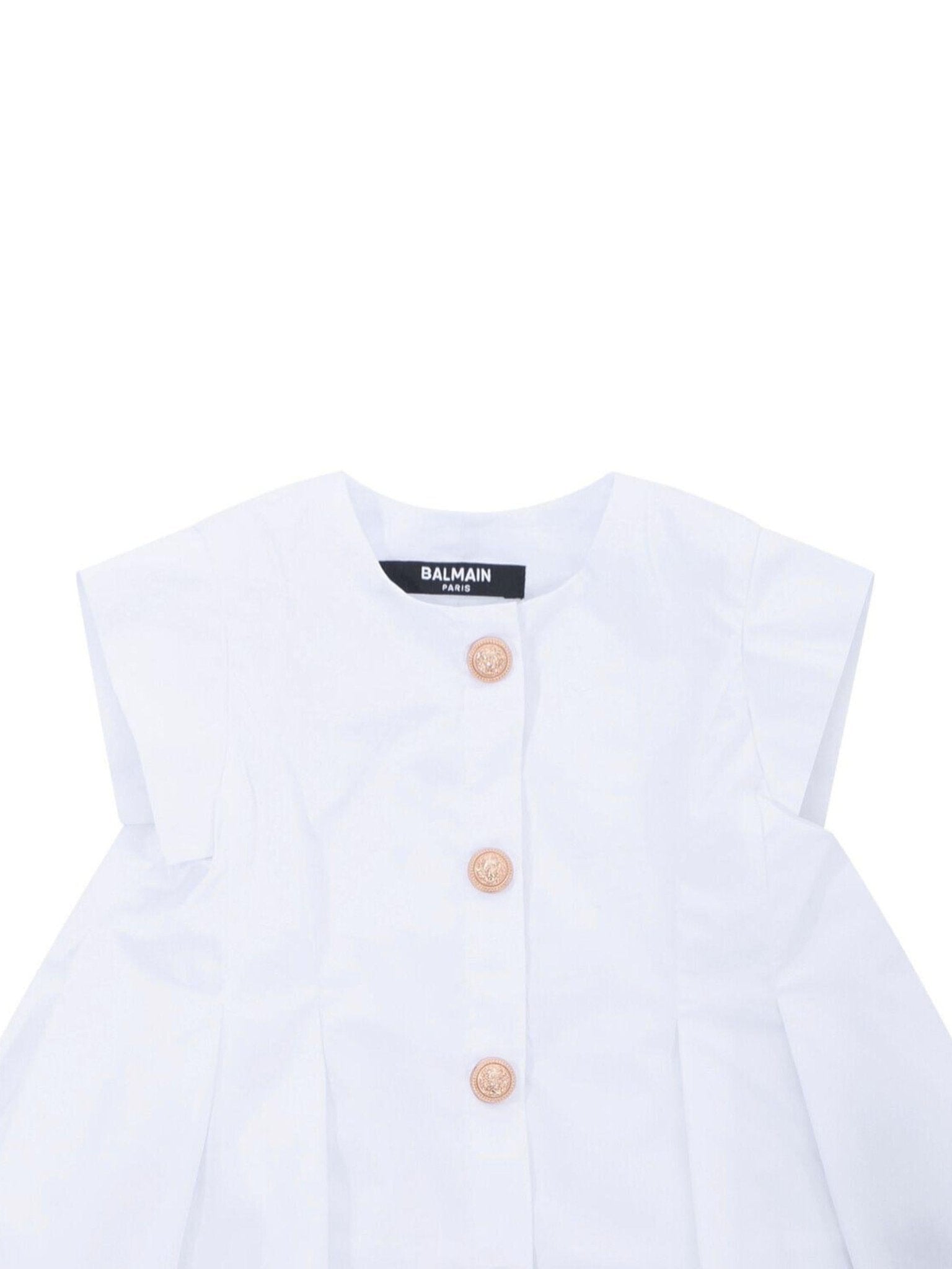 Abito per neonata Balmain Kids bianco con bottoni dorati - Rubino Kids