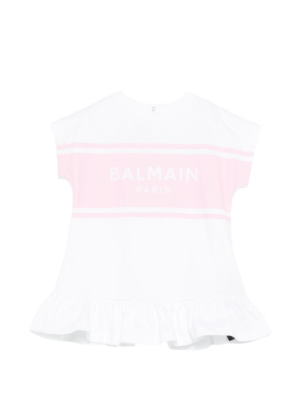 Abito per neonata Balmain Kids bianco con ruches - Rubino Kids