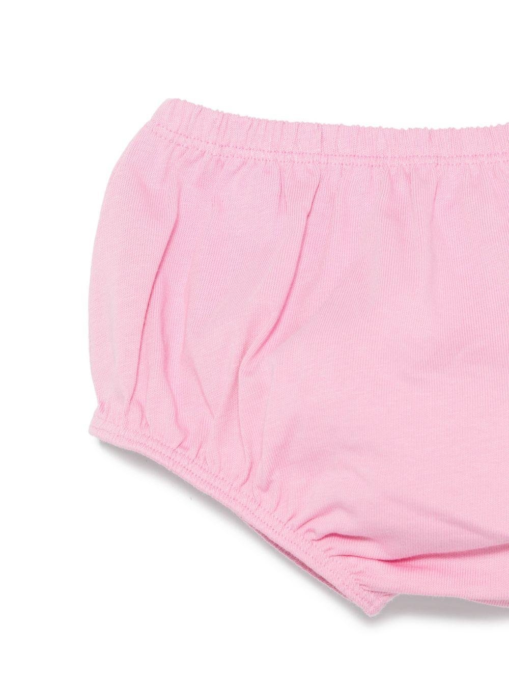 Abito per neonata Balmain Kids rosa con logo sul davanti - Rubino Kids