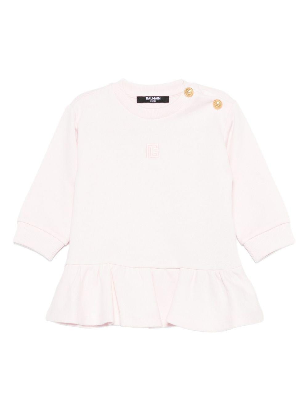 Abito per neonata Balmain Kids rosa con orlo arricciato - Rubino Kids