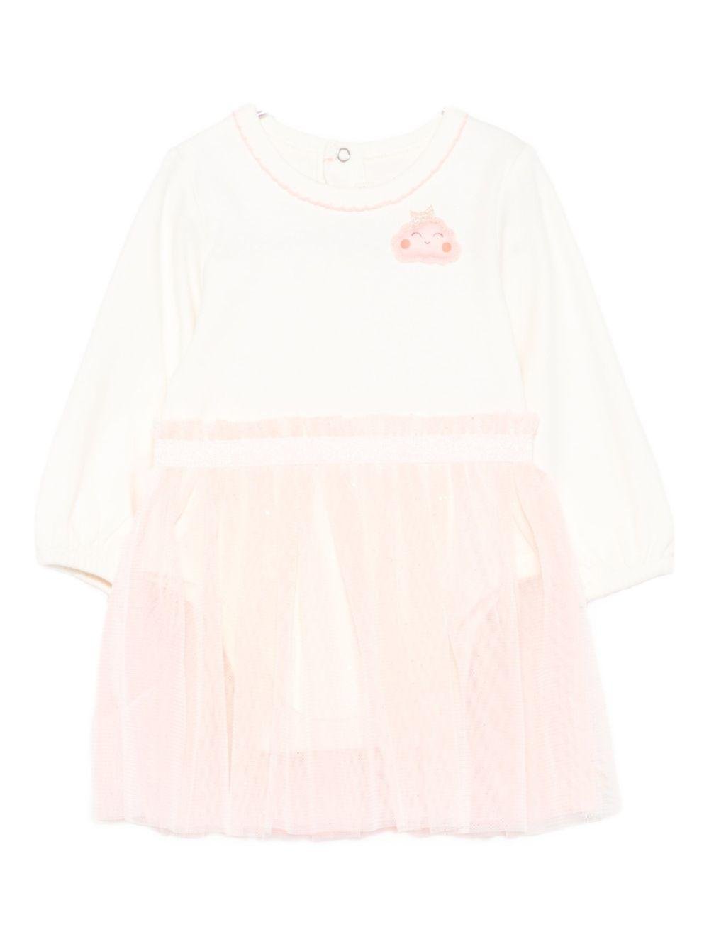 Abito per neonata Billieblush bianco in tulle con dettagli ricamati - Rubino Kids