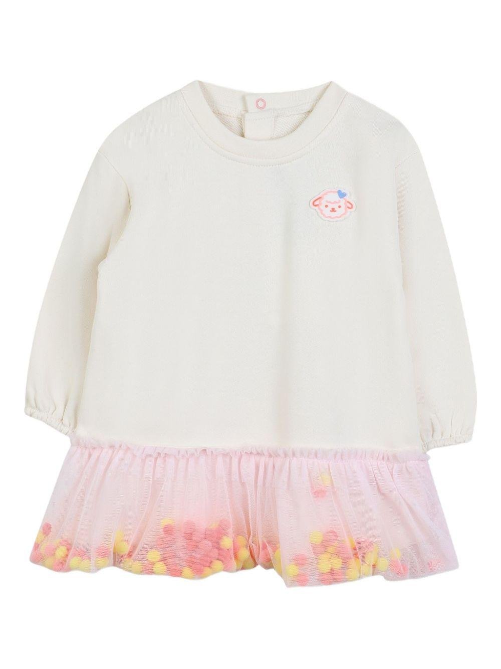 Abito per neonata Billieblush bianco modello felpa con orlo in tulle - Rubino Kids