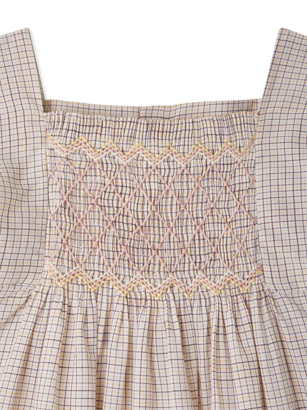 Abito per neonata Bonpoint Pais beige con motivo a quadri - Rubino Kids