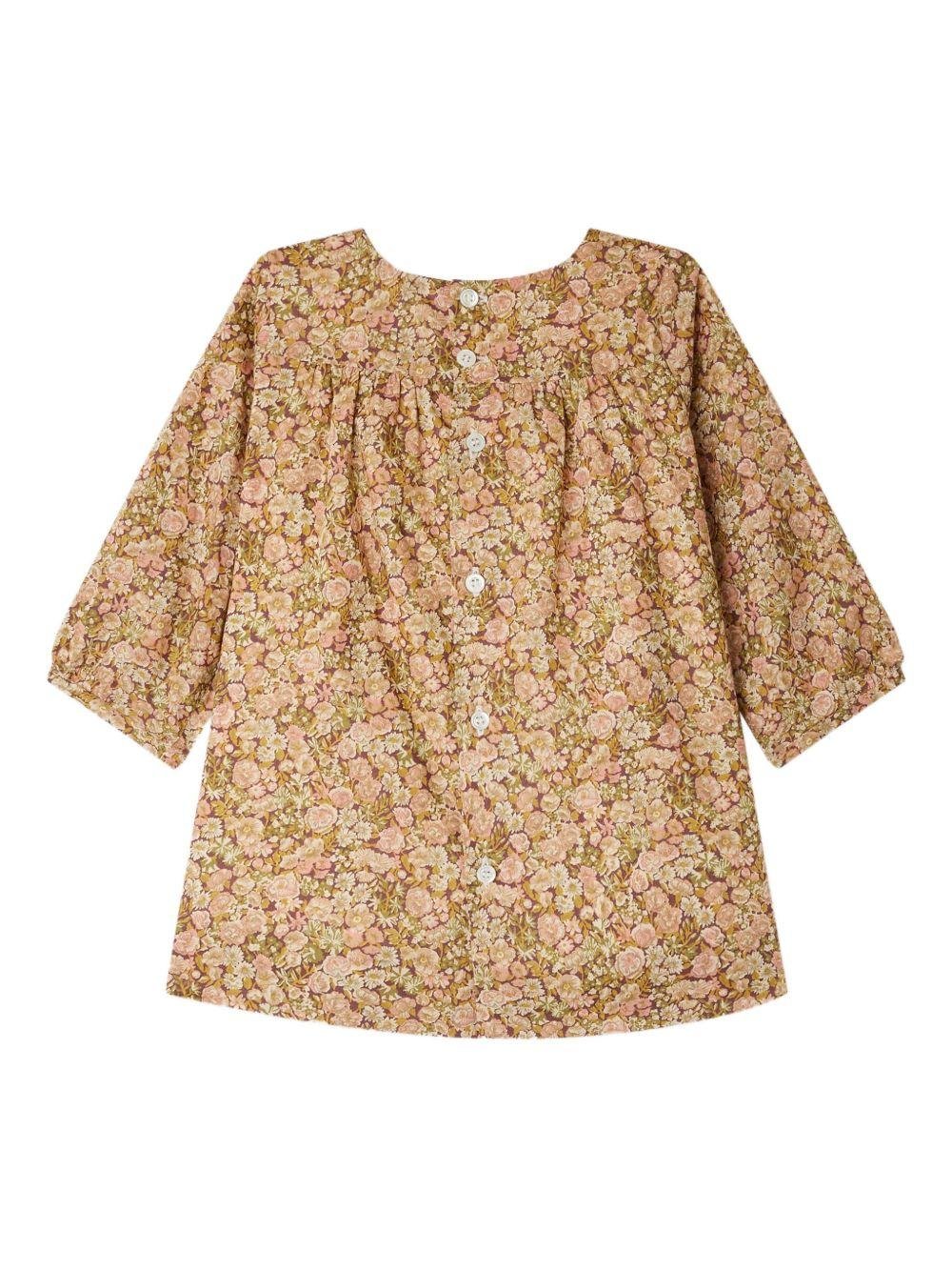 Abito per neonata Bonpoint rosa con stampa a fiori - Rubino Kids