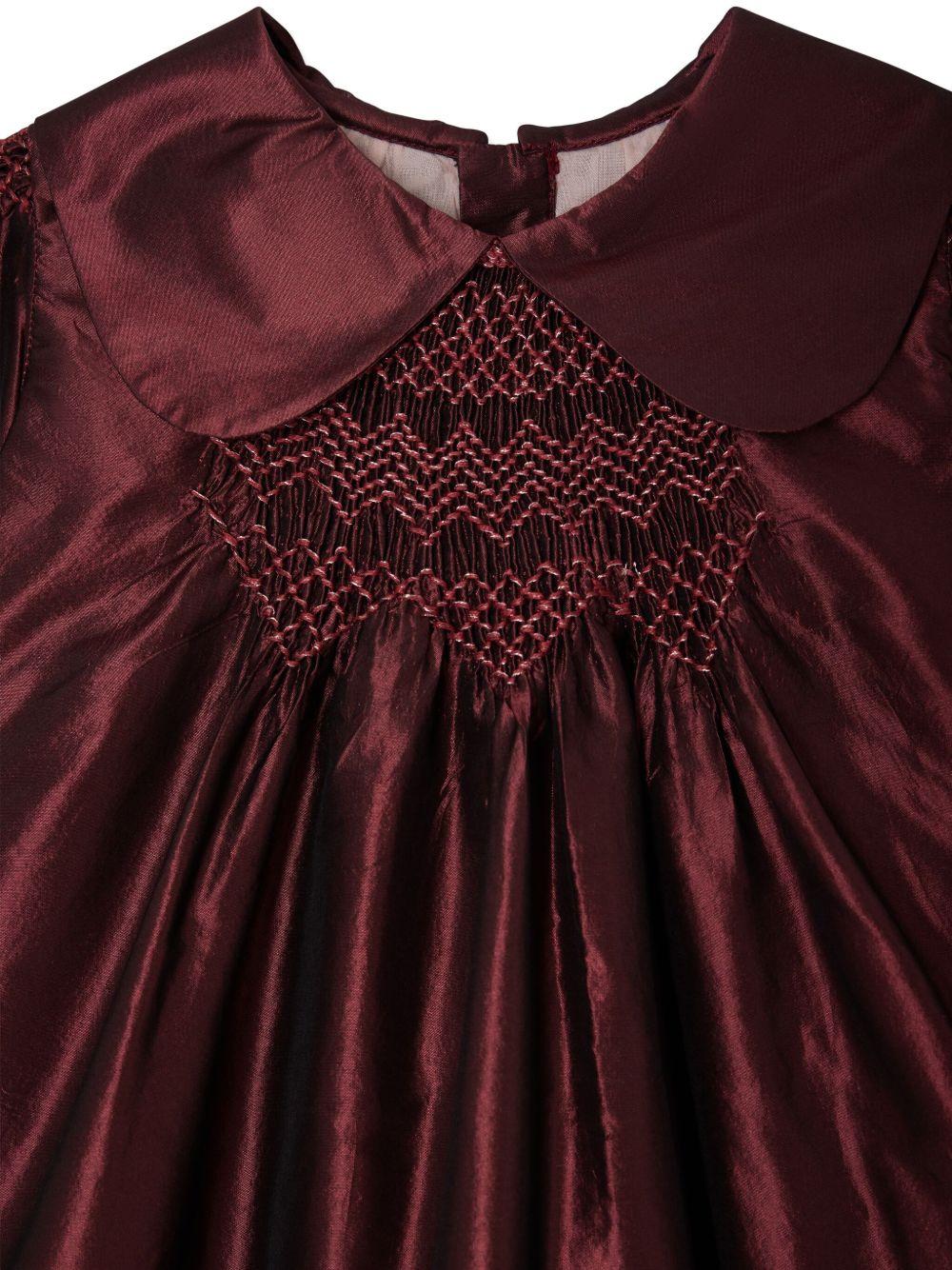 Abito per neonata Bonpoint rosso con colletto alla Peter Pan - Rubino Kids