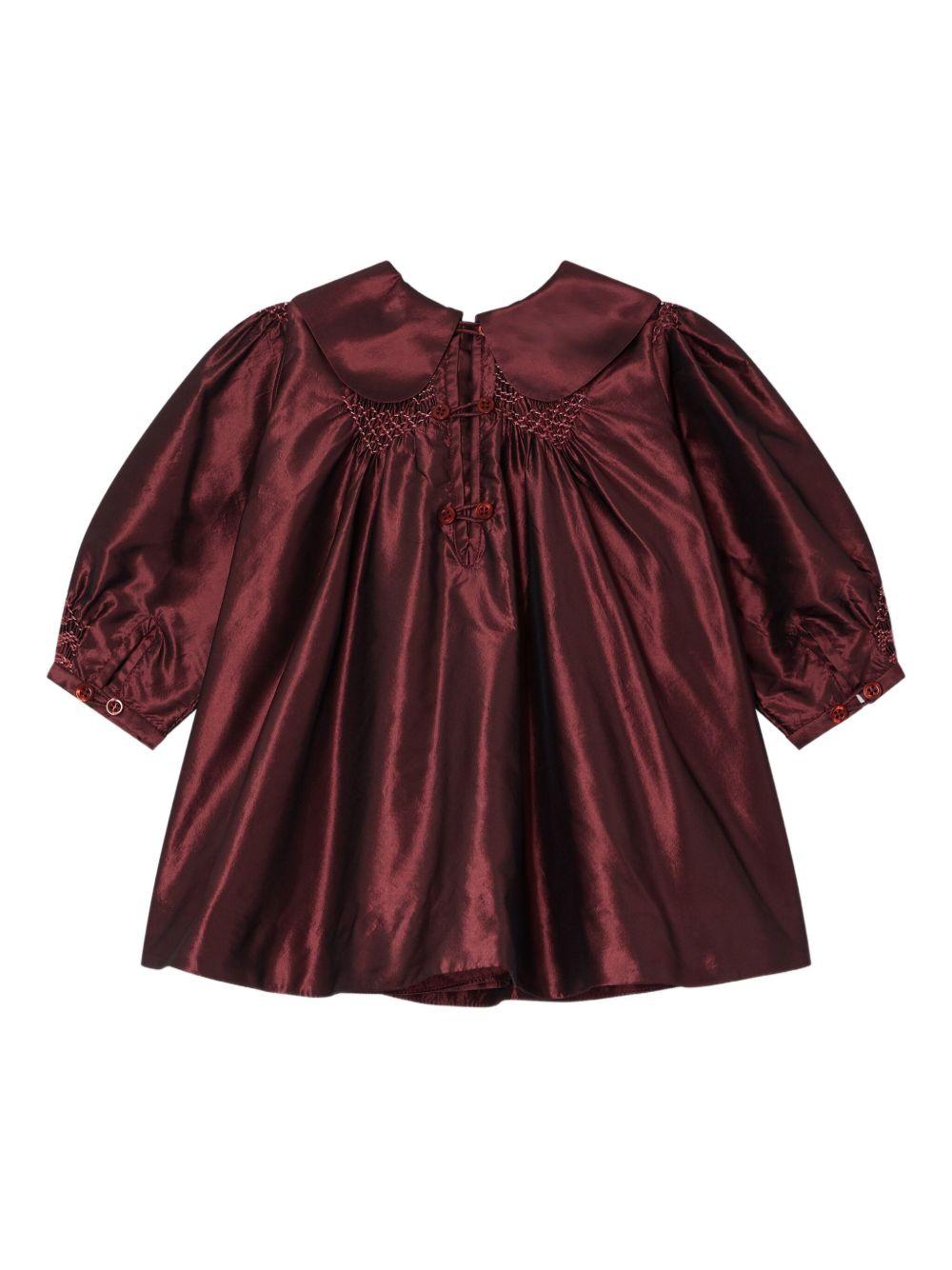 Abito per neonata Bonpoint rosso con colletto alla Peter Pan - Rubino Kids