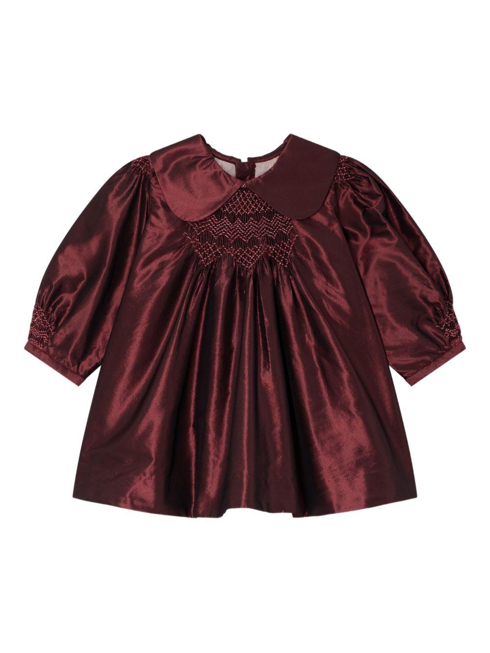 Abito per neonata Bonpoint rosso con colletto alla Peter Pan - Rubino Kids