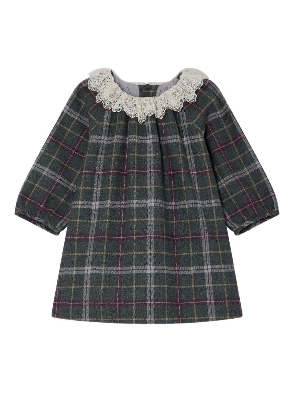 Abito per neonata Bonpoint verde con colletto in pizzo - Rubino Kids