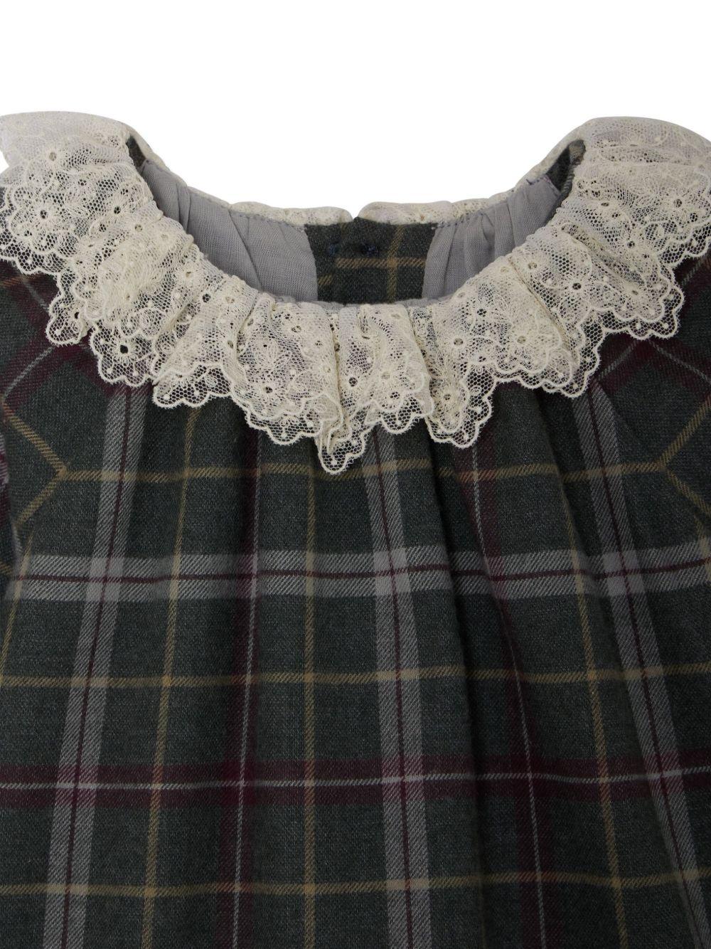 Abito per neonata Bonpoint verde con colletto in pizzo - Rubino Kids