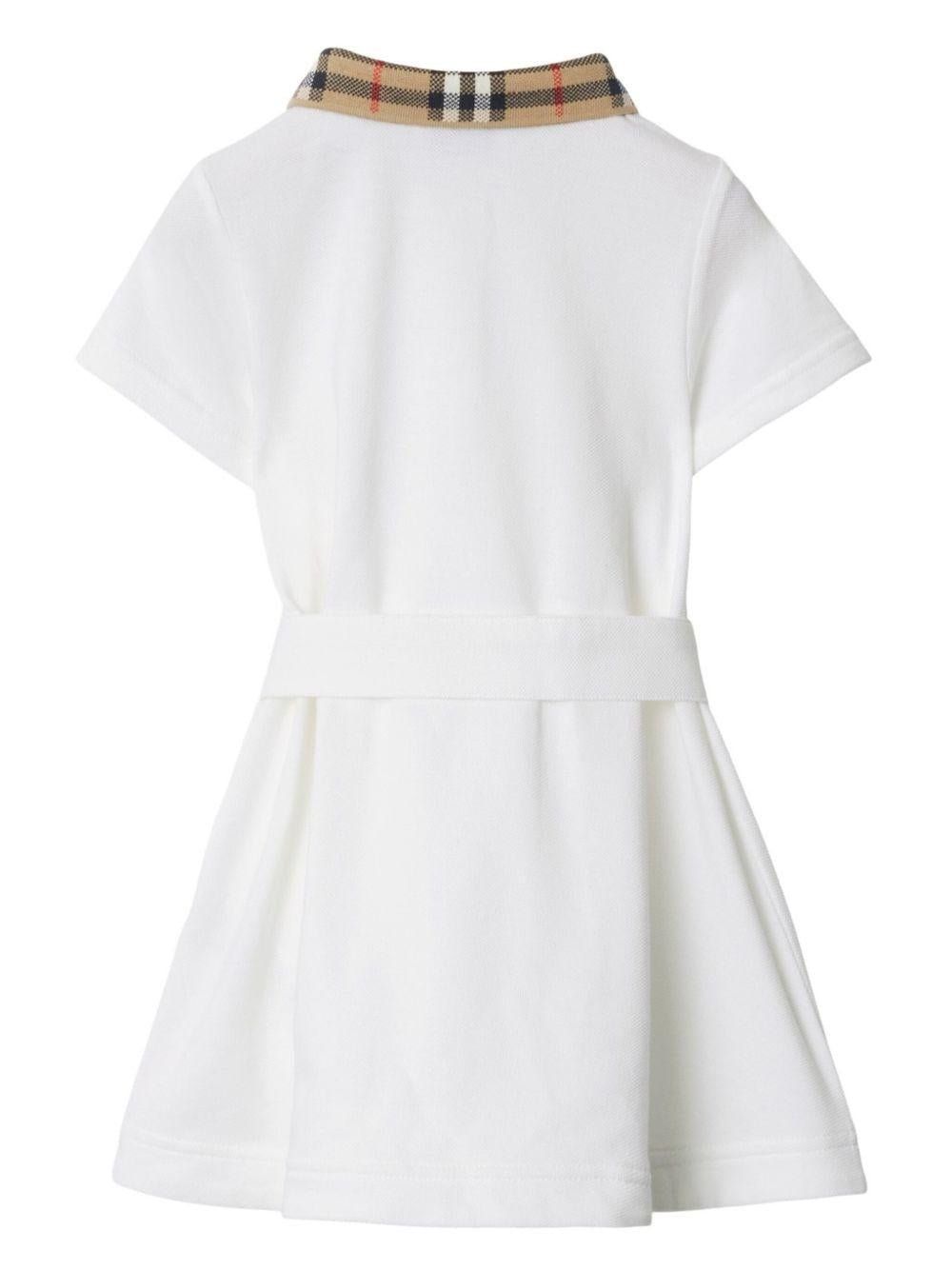Abito per neonata Burberry Kids bianco a maniche corte - Rubino Kids