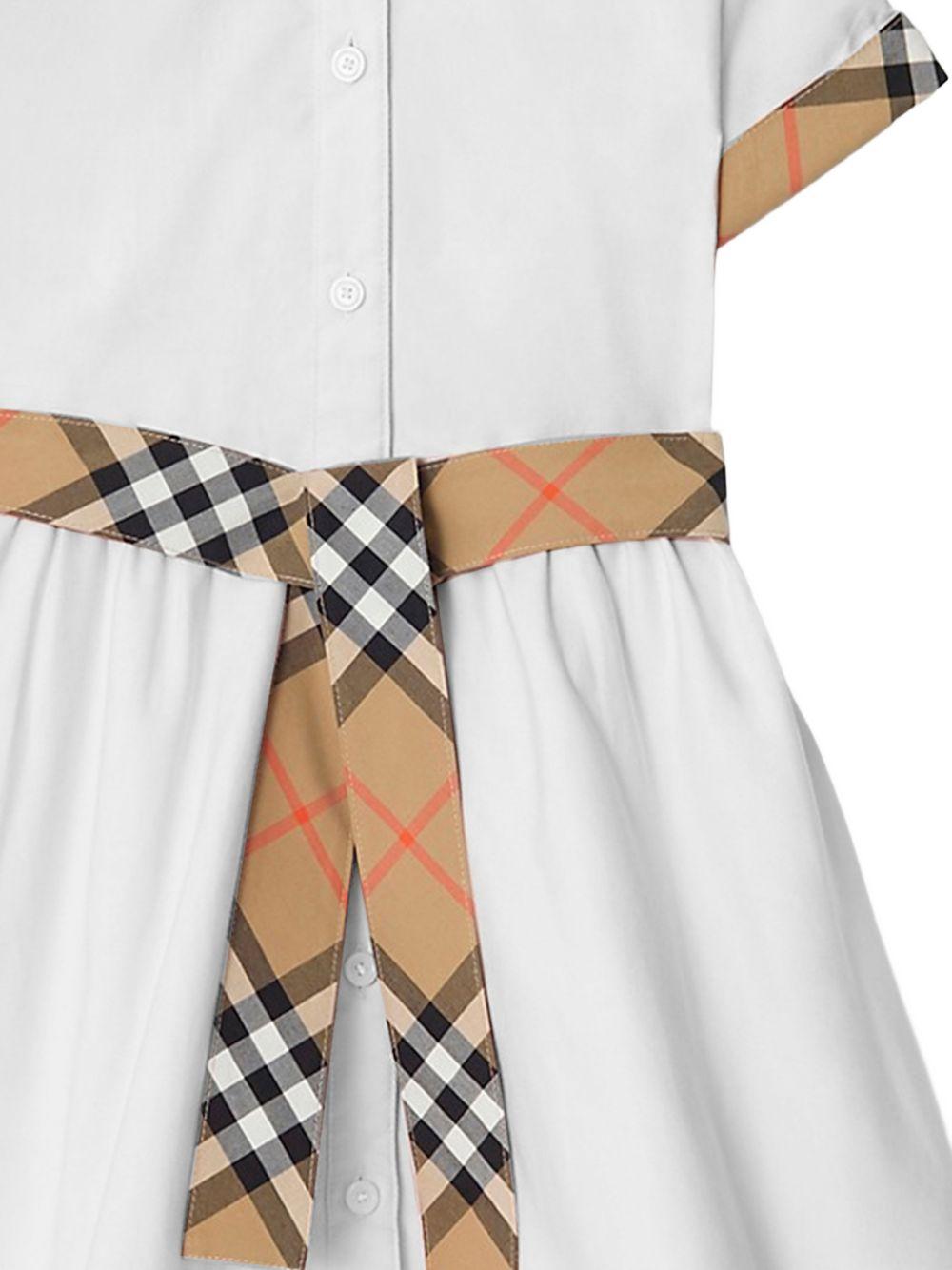 Abito per neonata Burberry Kids bianco con inserti con design vintage check - Rubino Kids