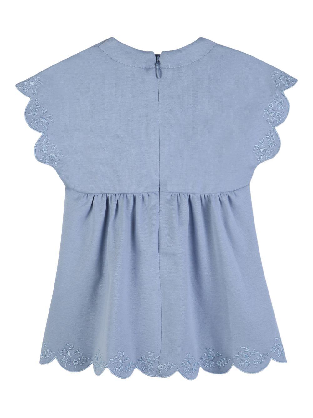 Abito per neonata Chloé Kids azzurro con orlo a smerlo - Rubino Kids