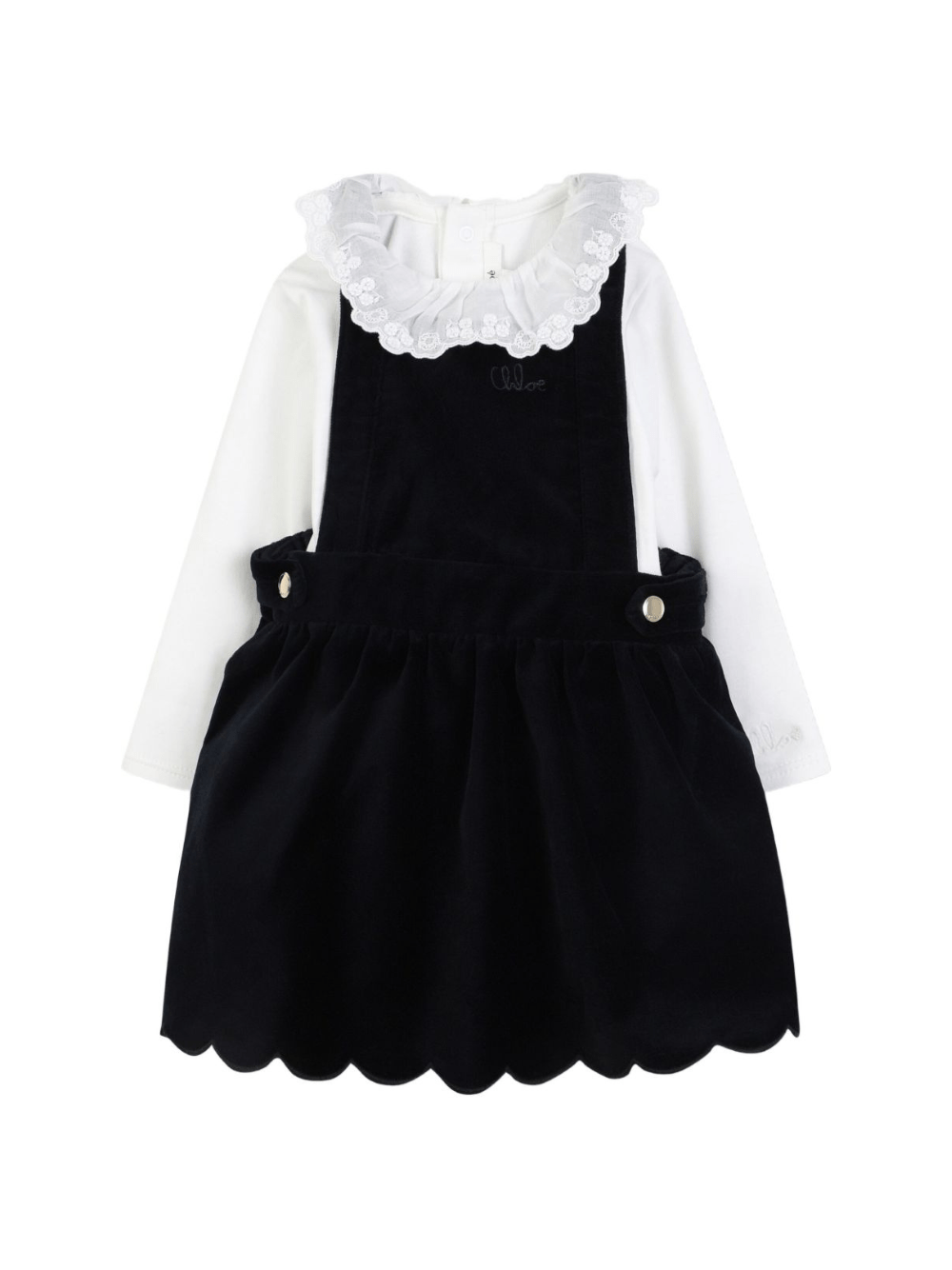 Abito per neonata Chloé Kids blu con colletto arricciato - Rubino Kids