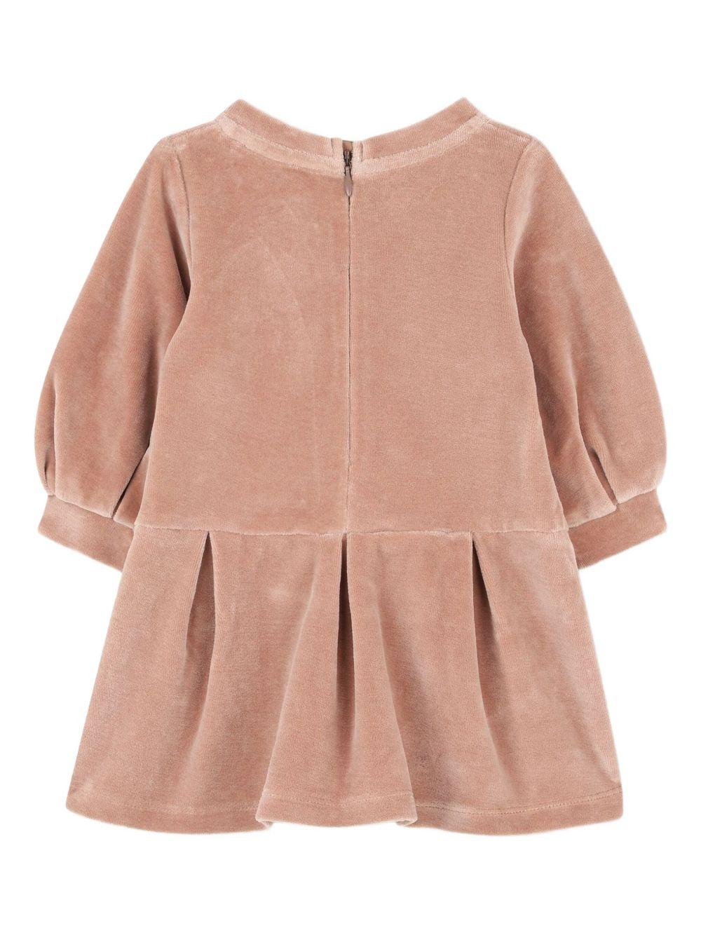 Abito per neonata Chloé Kids rosa con logo ricamato - Rubino Kids