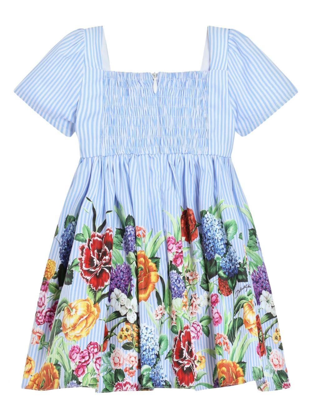 Abito per neonata Dolce & Gabbana Kids azzurro con stampa a fiori - Rubino Kids