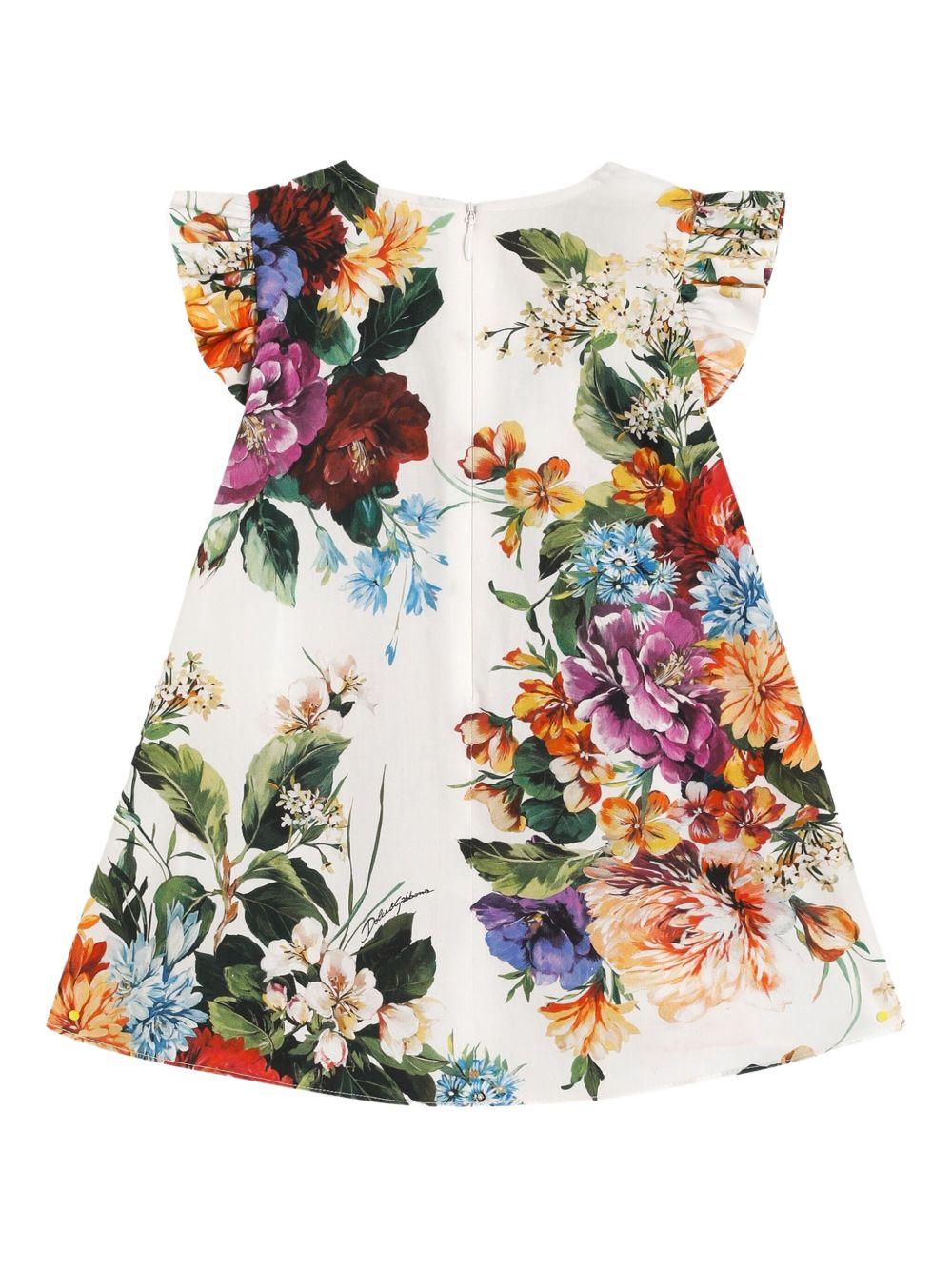 Abito per neonata Dolce & Gabbana Kids bianco in cotone a fiori - Rubino Kids