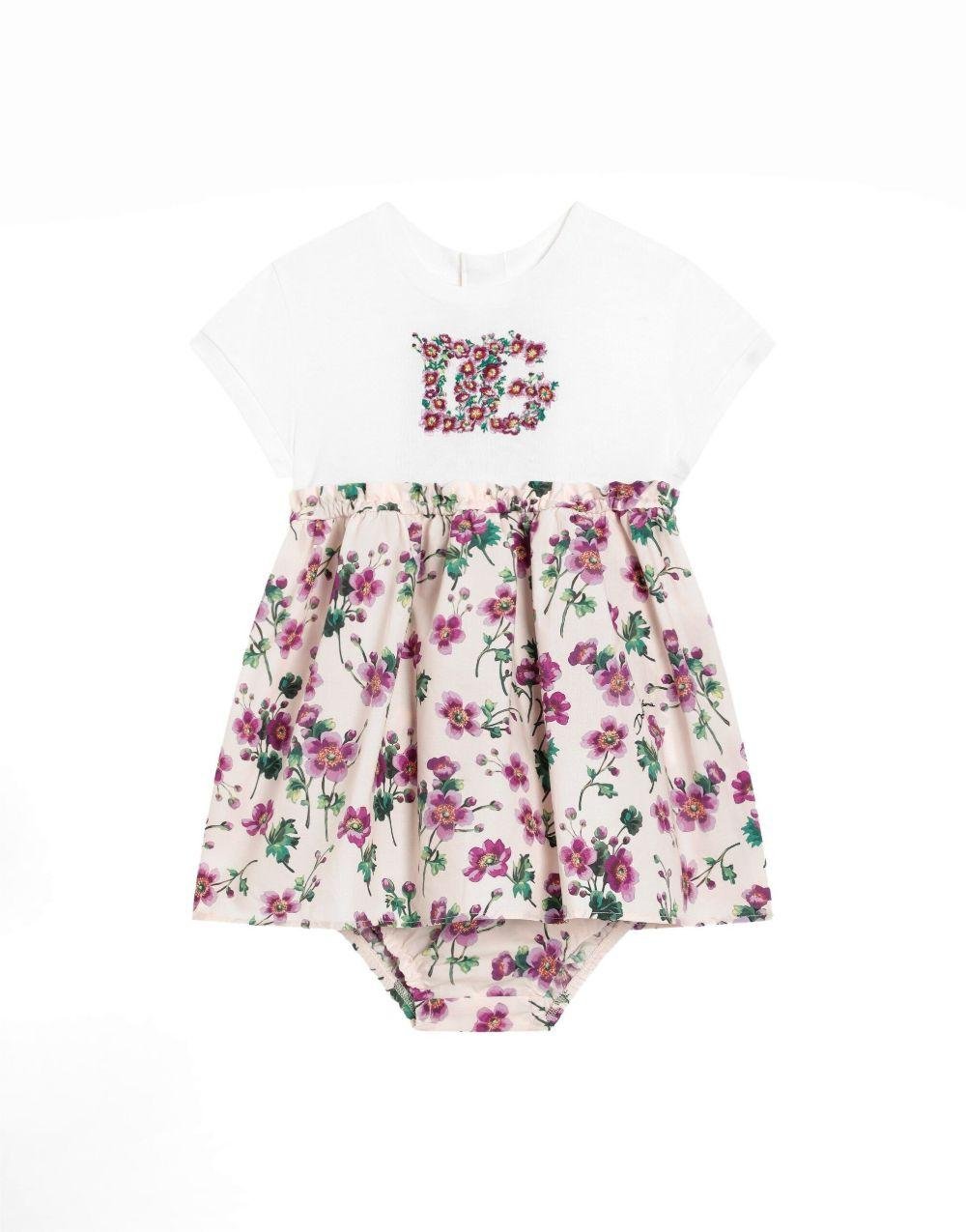 Abito per neonata Dolce & Gabbana Kids multicolore con stampa a fiori - Rubino Kids
