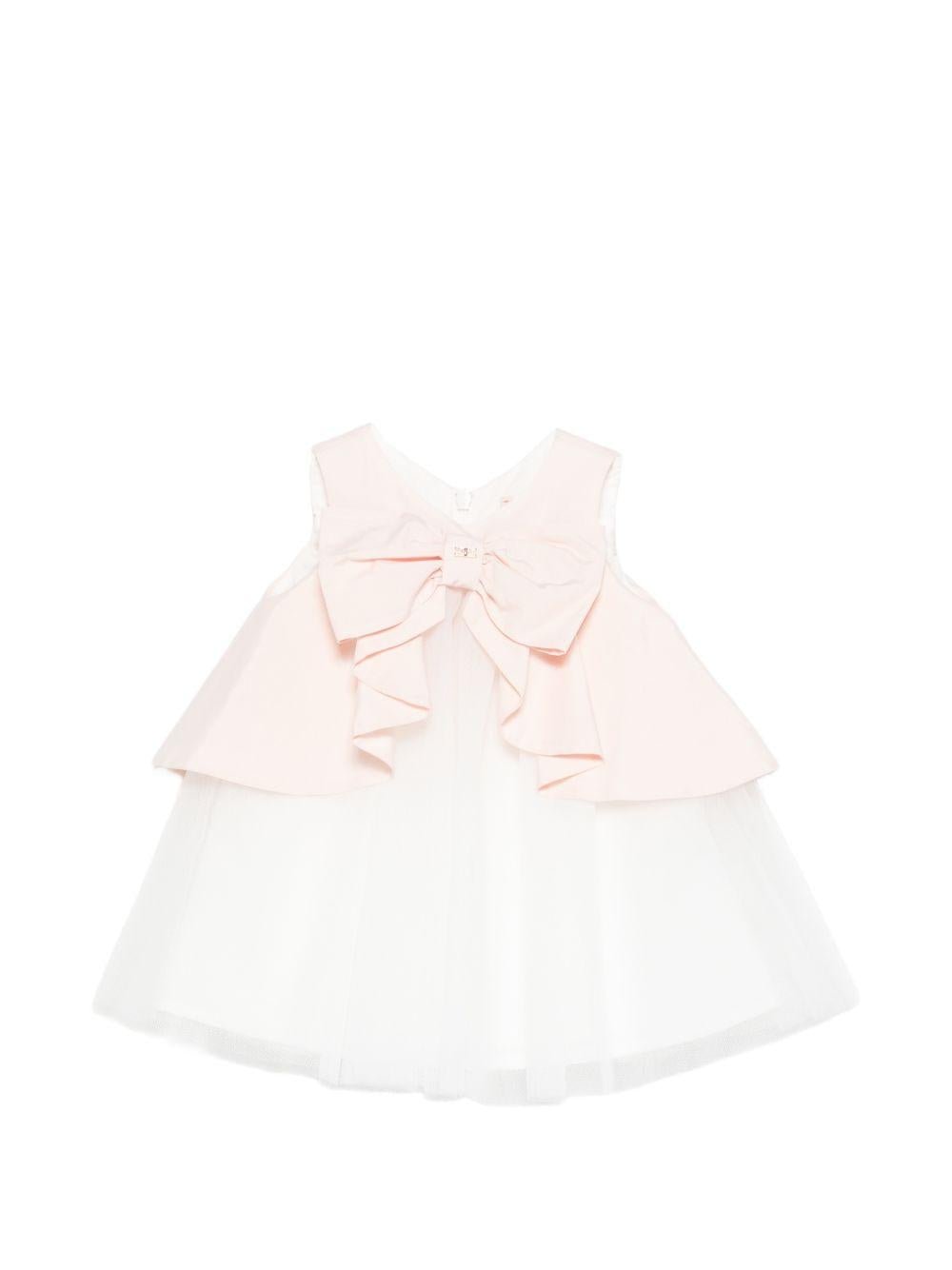 Abito per neonata Elisabetta Franchi La Mia Bambina bianco con applicazione fiocco - Rubino Kids