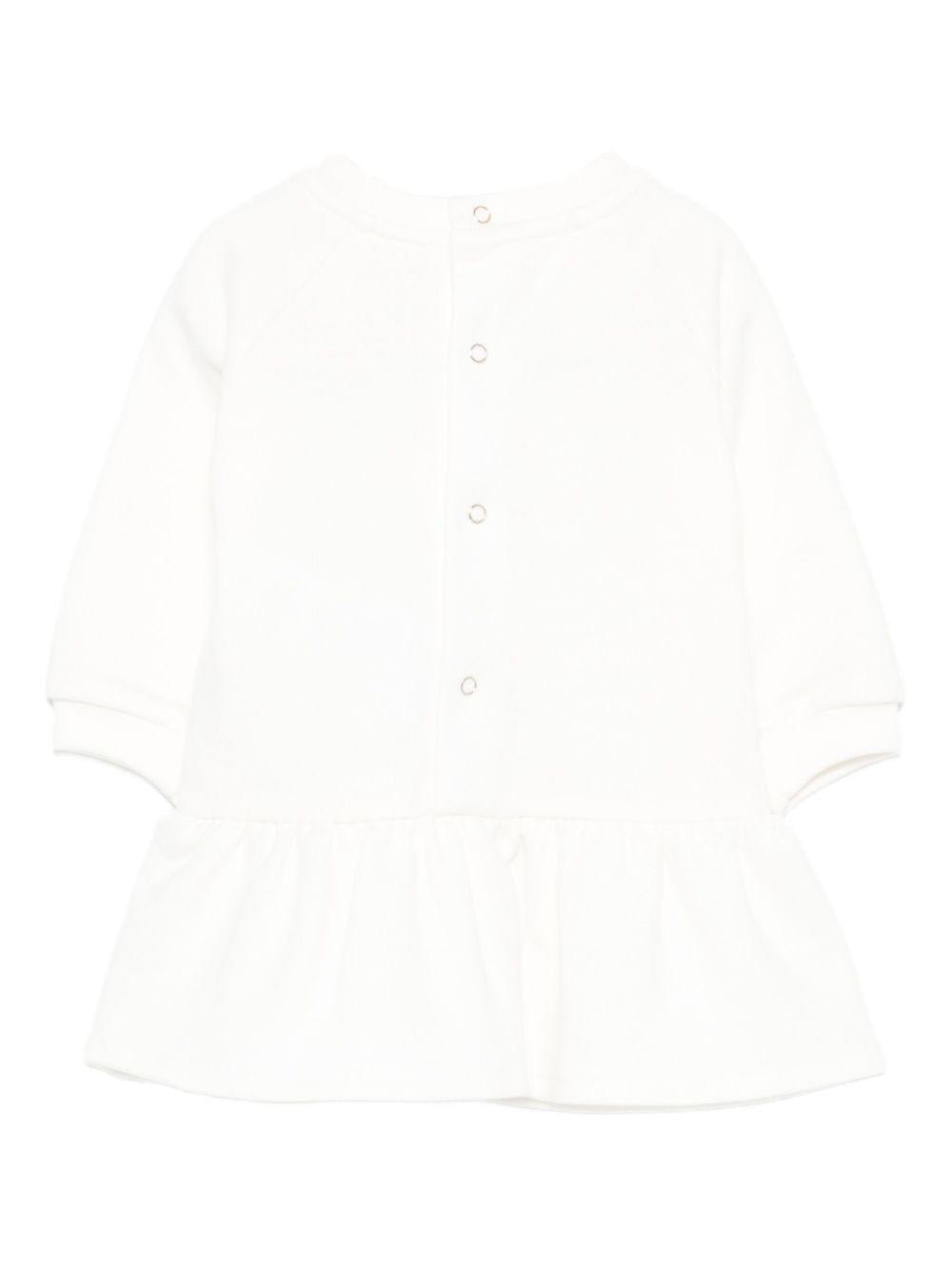 Abito per neonata Elisabetta Franchi La Mia Bambina bianco con logo ricamato - Rubino Kids