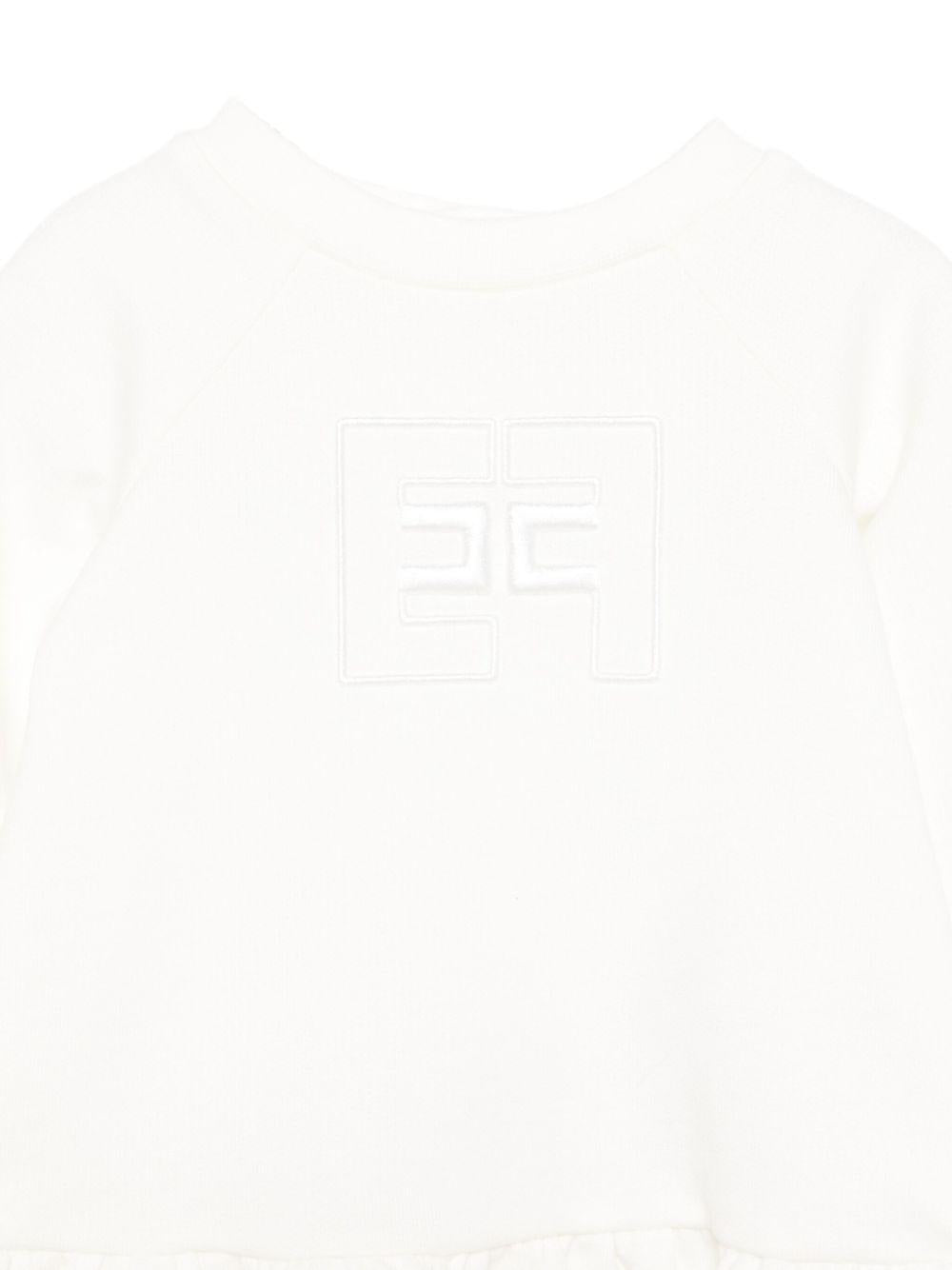 Abito per neonata Elisabetta Franchi La Mia Bambina bianco con logo ricamato - Rubino Kids