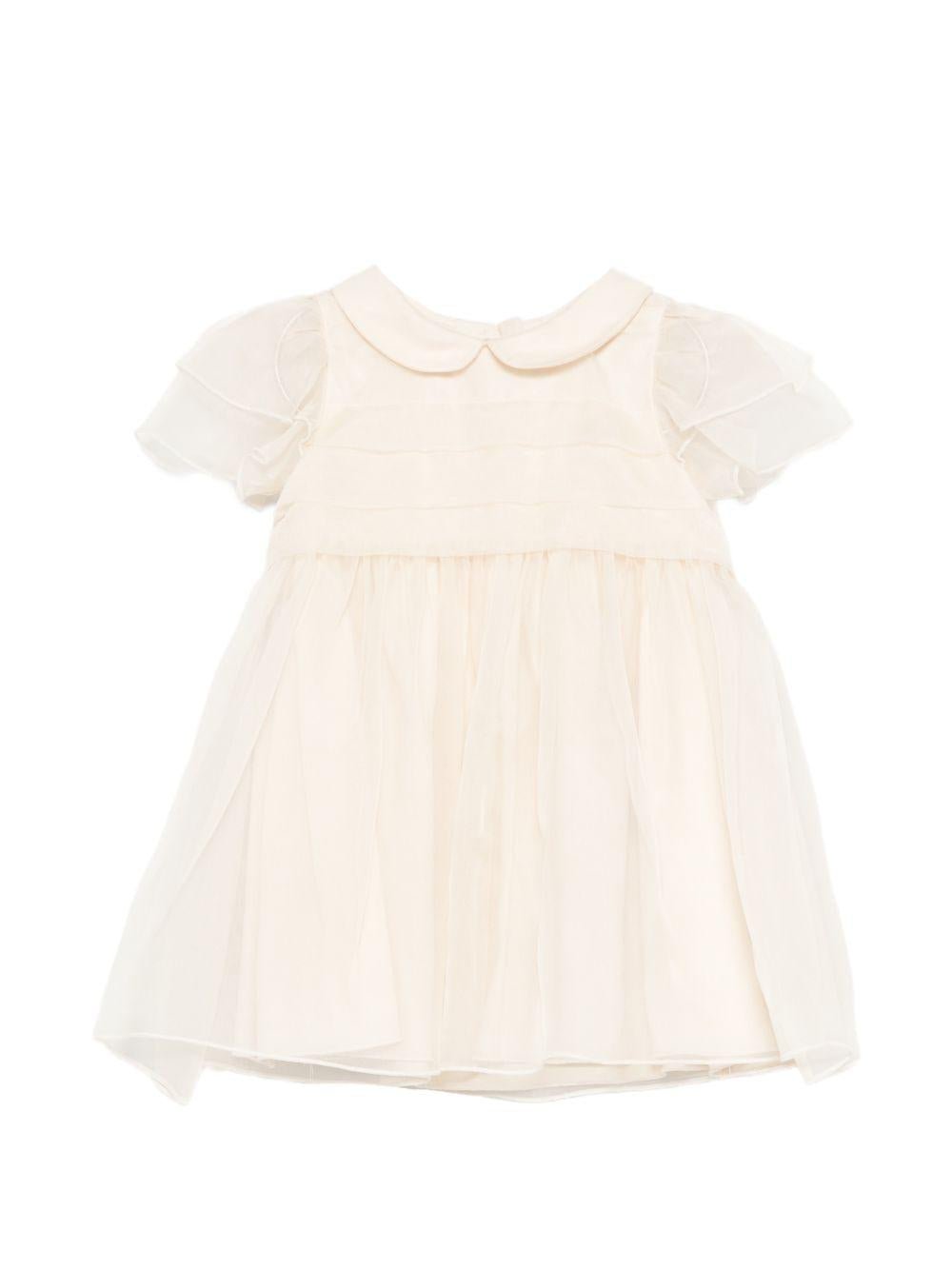 Abito per neonata Emporio Armani Kids beige con colletto alla Peter Pan - Rubino Kids