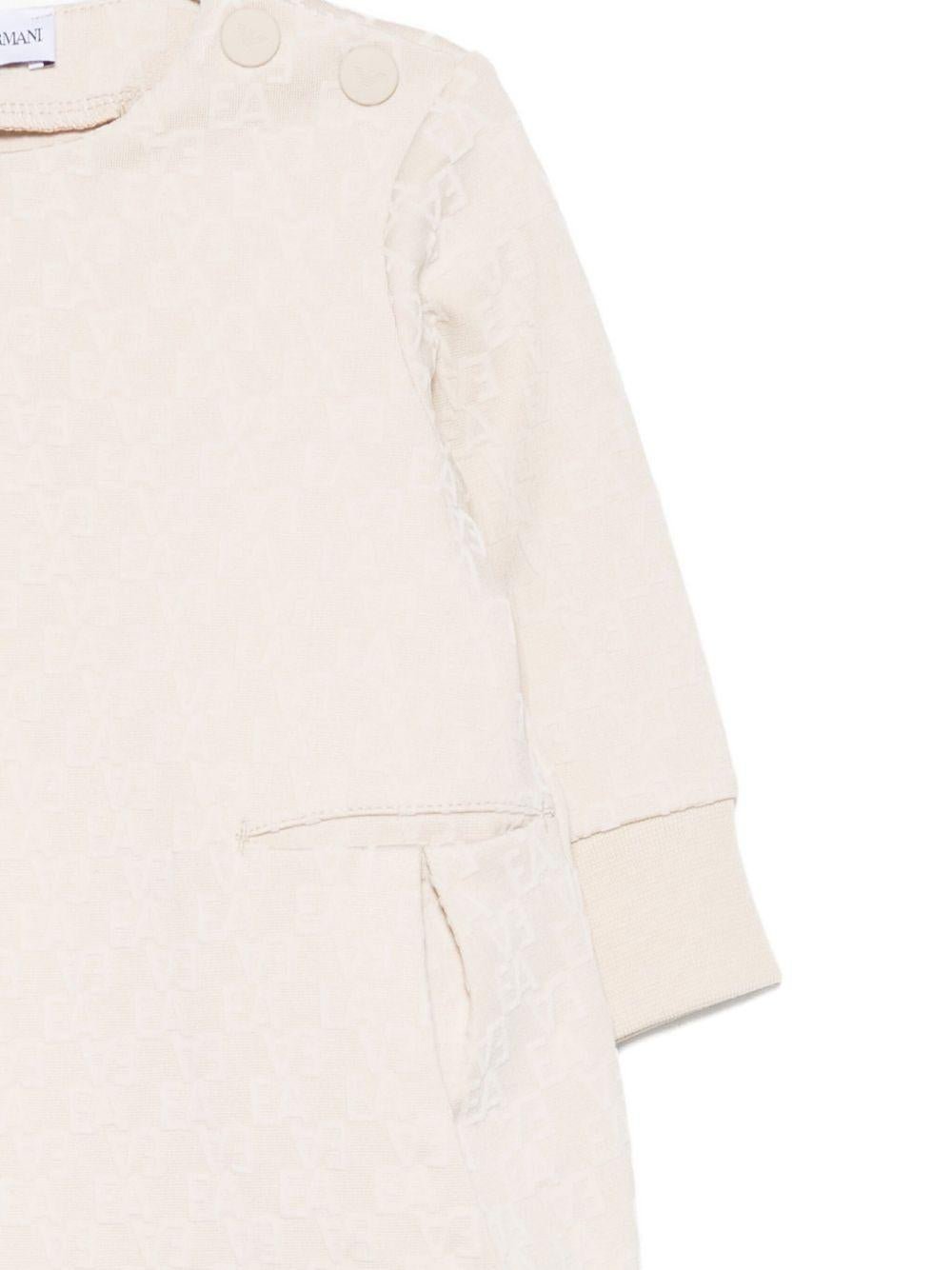 Abito per neonata Emporio Armani Kids beige con logo all - over - Rubino Kids