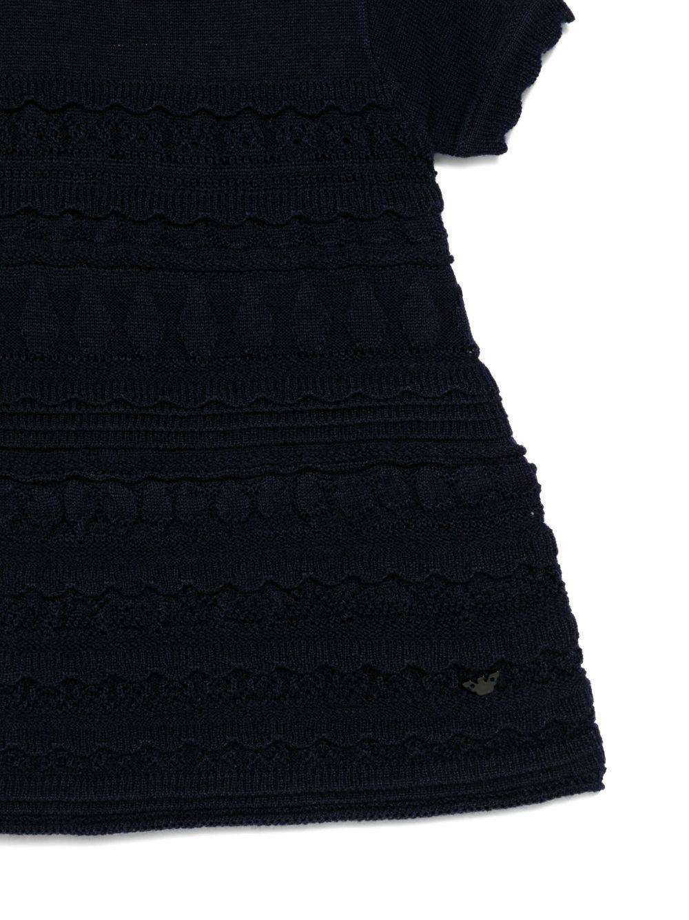 Abito per neonata Emporio Armani Kids blu con scollo a smerlo - Rubino Kids