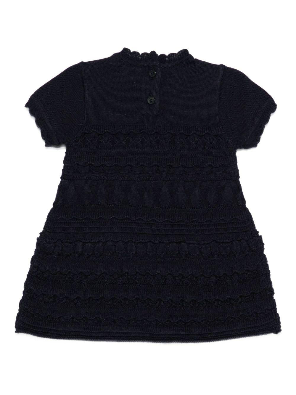 Abito per neonata Emporio Armani Kids blu con scollo a smerlo - Rubino Kids