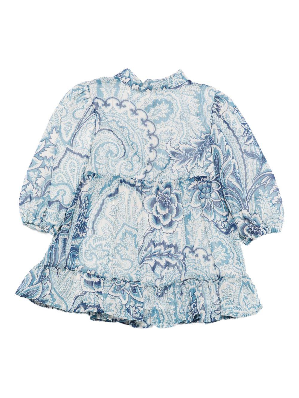 Abito per neonata Etro Kids azzurro con motivo paisley - Rubino Kids