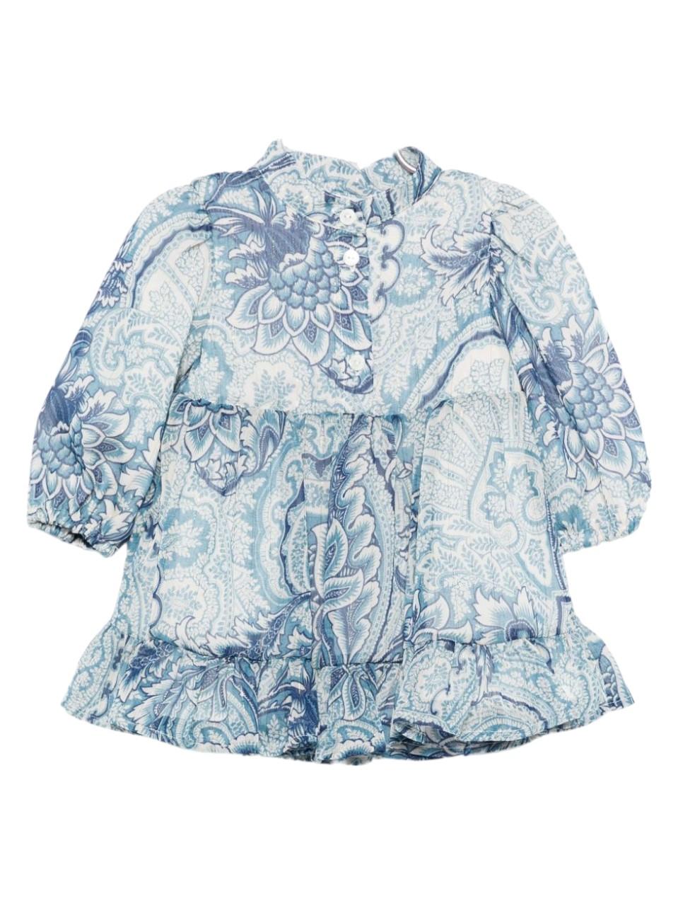 Abito per neonata Etro Kids azzurro con motivo paisley - Rubino Kids