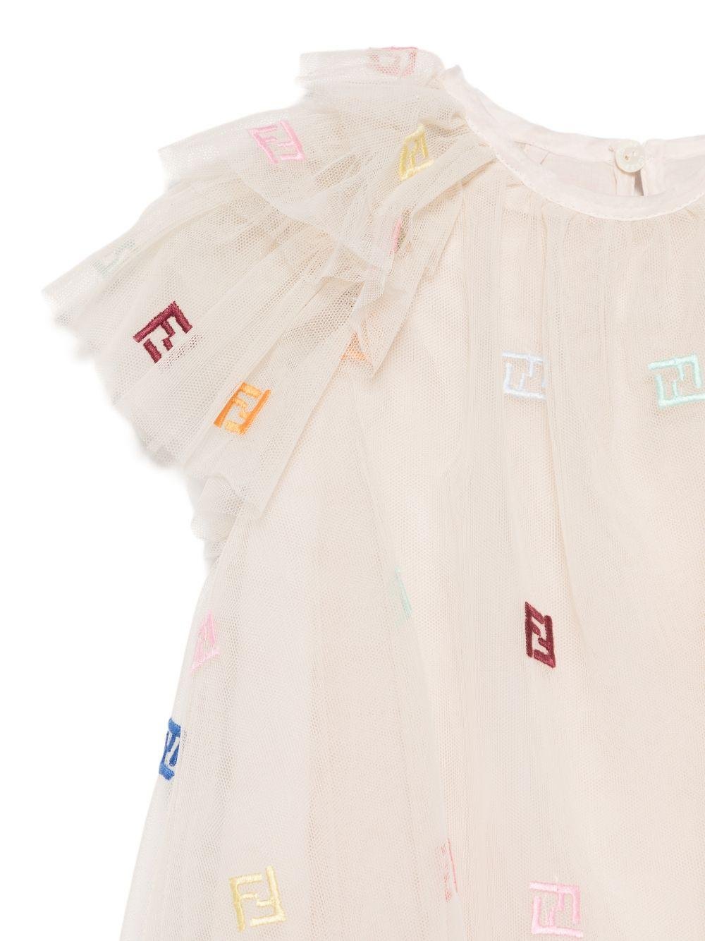 Abito per neonata Fendi Kids bianco con motivo monogramma FF - Rubino Kids
