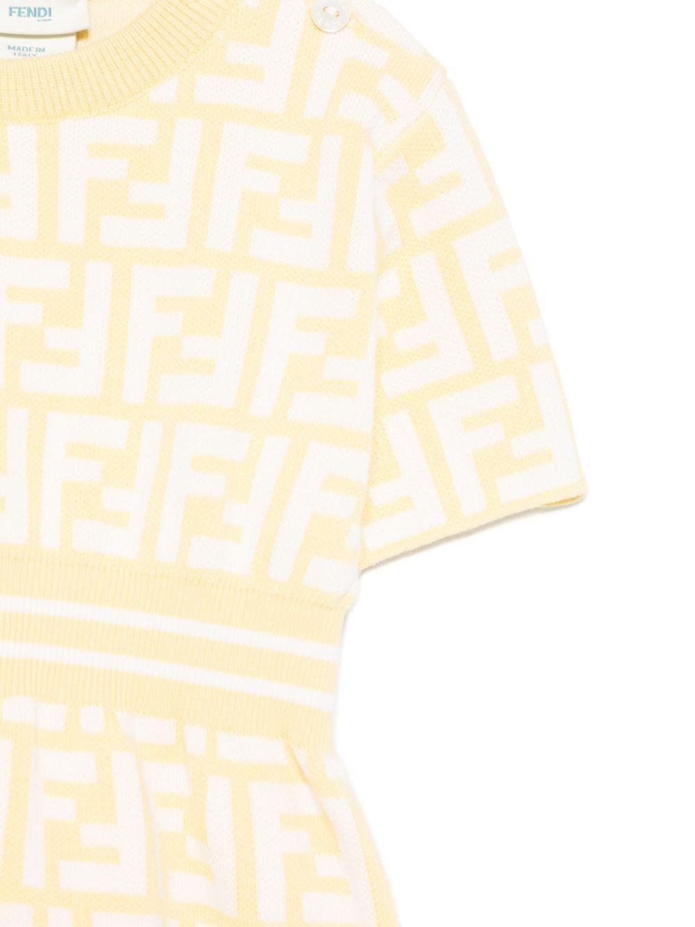Abito per neonata Fendi Kids giallo con logo FF all - over - Rubino Kids