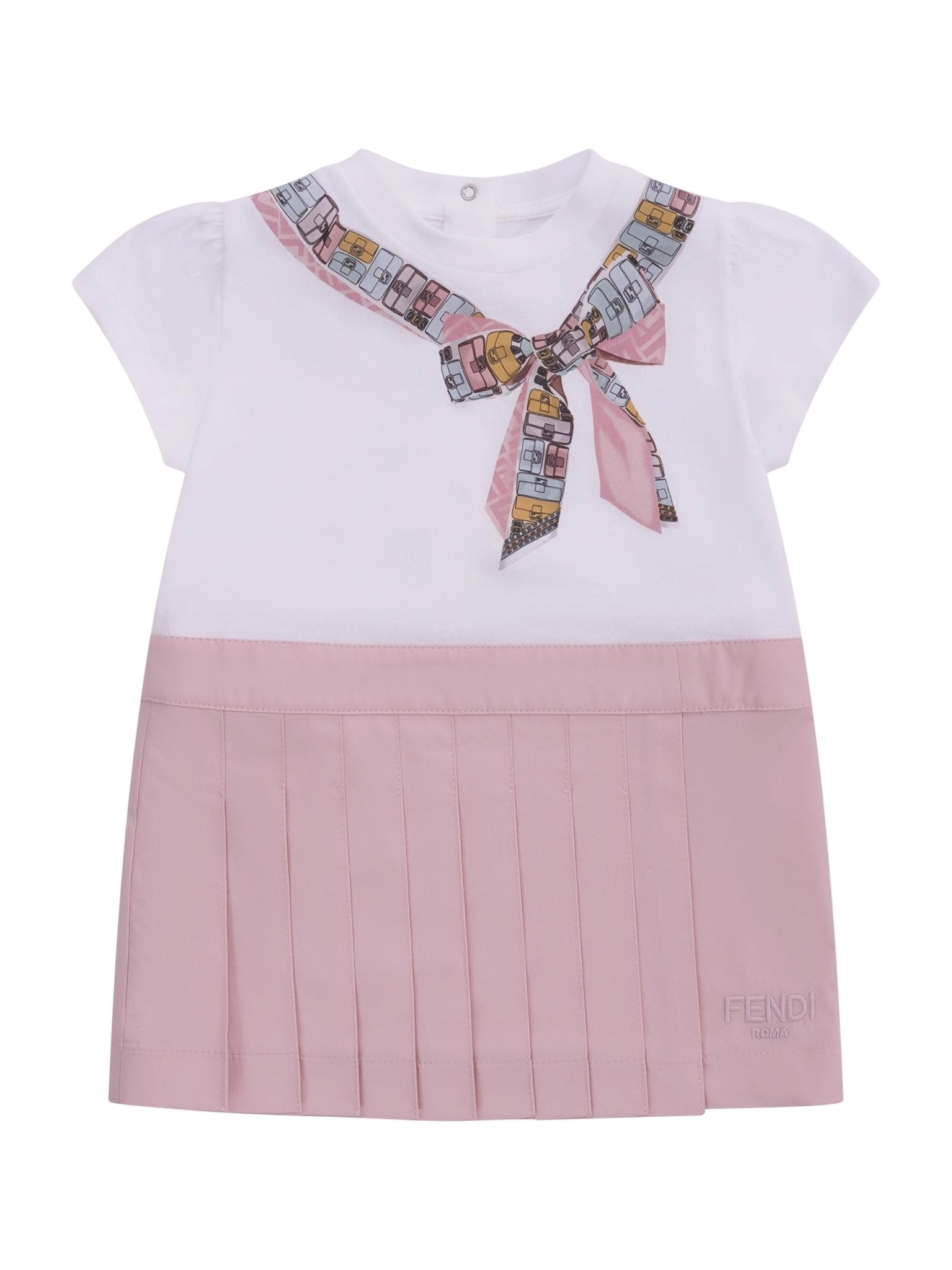 Abito per neonata Fendi Kids rosa con stampa fiocco - Rubino Kids
