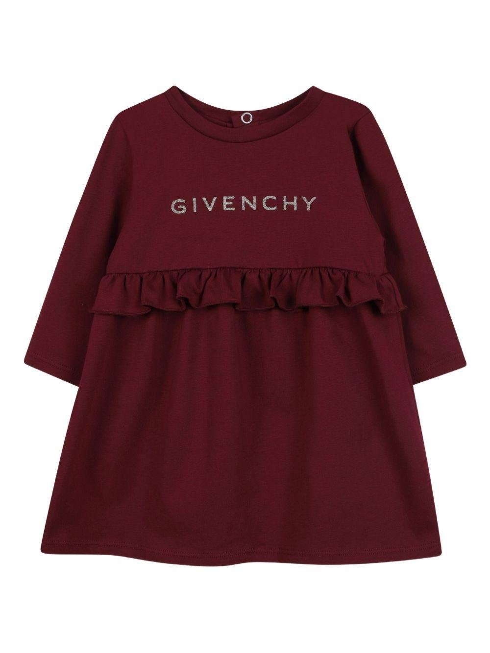 Abito per neonata Givenchy Kids rosso con stampa con logo - Rubino Kids