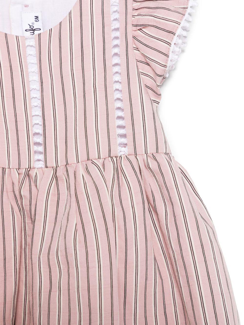 Abito per neonata Il Gufo rosa con motivo a righe verticali - Rubino Kids