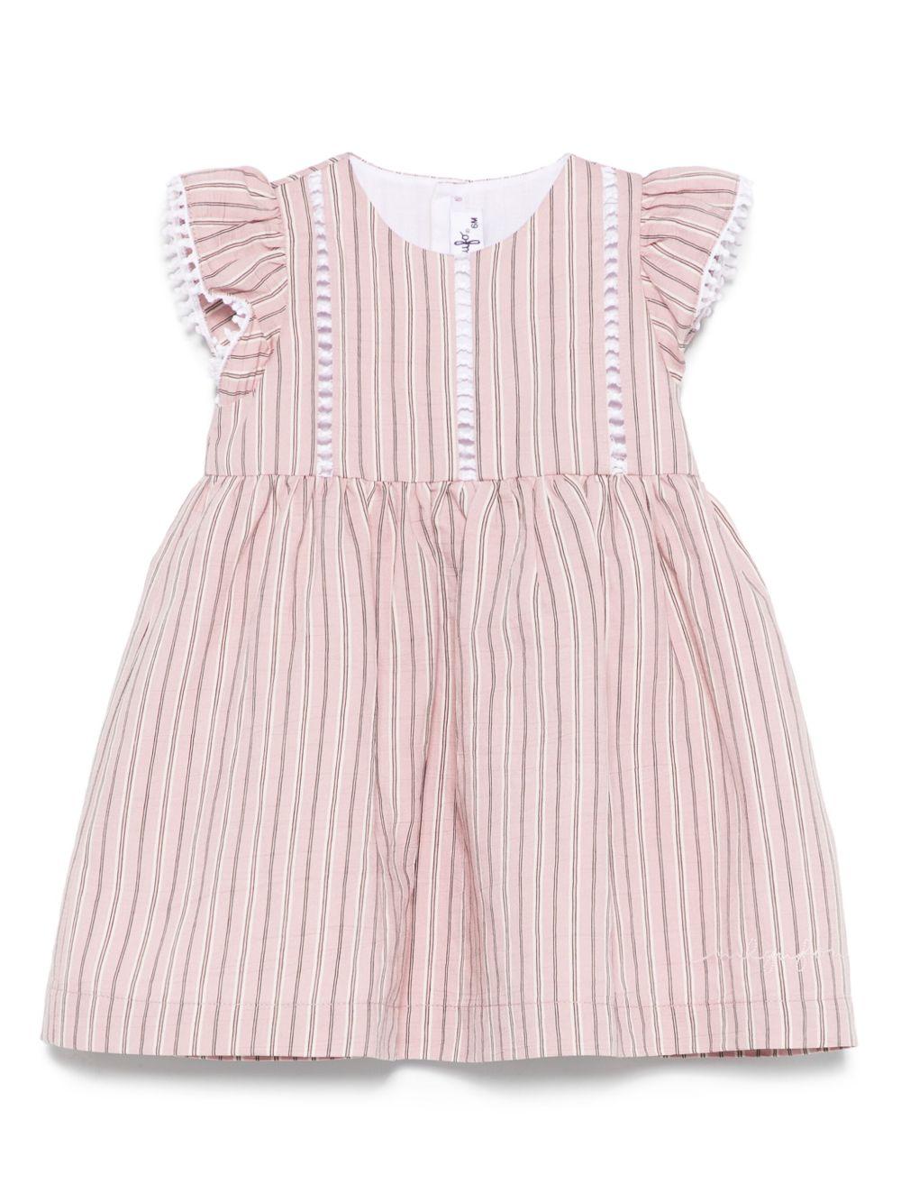 Abito per neonata Il Gufo rosa con motivo a righe verticali - Rubino Kids