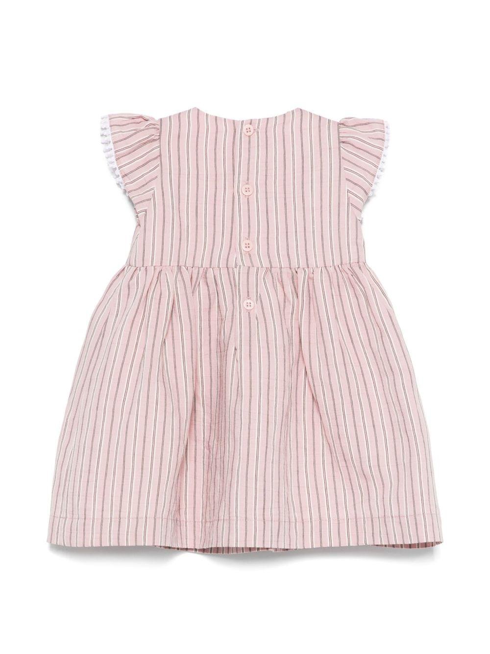 Abito per neonata Il Gufo rosa con motivo a righe verticali - Rubino Kids