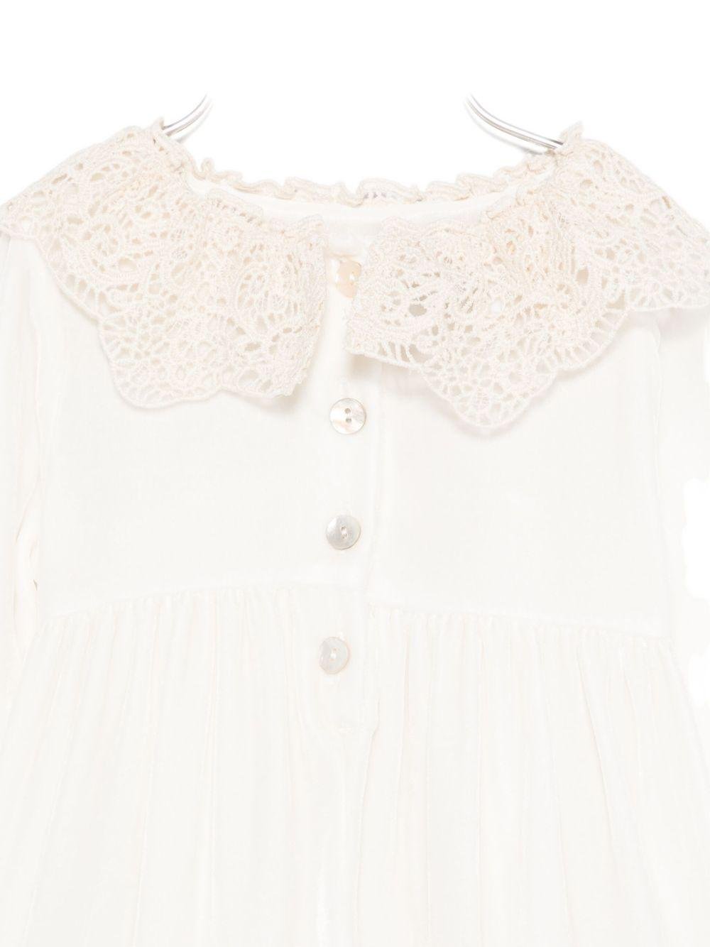 Abito per neonata Jesurum Baby bianco con colletto all'uncinetto - Rubino Kids